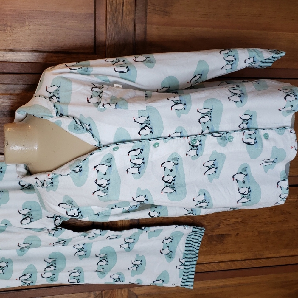 Munki Munki Penguin Flannel Pajama Set Sz XXL - Picture 7 of 8